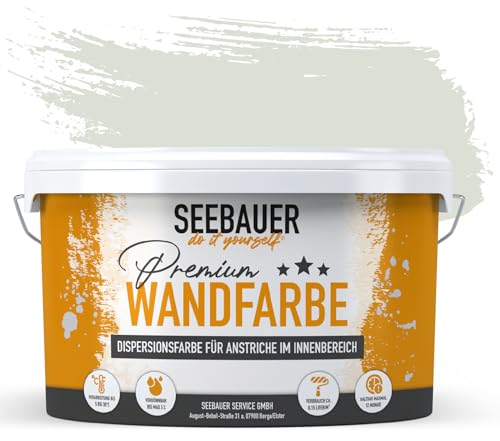 SEEBAUER diy® Wandfarbe Grün für Innen (No. 771 Ocean Grass 2,5 Liter) Edelmatte Grüntöne hohe Deckkraft von SEEBAUER diy