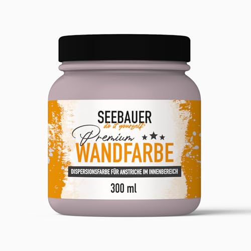SEEBAUER diy Wandfarbe Lila 300ML für Innen (No. 957 Plum Cake) Edelmatte lila Innenfarbe - Violetttöne sehr hohe Deckkraft - Matt, Abwaschbar und Tropffrei von SEEBAUER diy