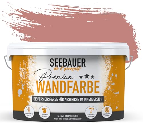 SEEBAUER diy® Wandfarbe Rot für Innen (No. 326 Cherry Kiss 12,5 Liter) Edelmatte Rottöne hohe Deckkraft von SEEBAUER diy