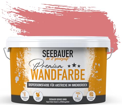 SEEBAUER diy® Wandfarbe Rot für Innen (No. 340 Red Wine 12,5 Liter) Edelmatte Rottöne hohe Deckkraft von SEEBAUER diy