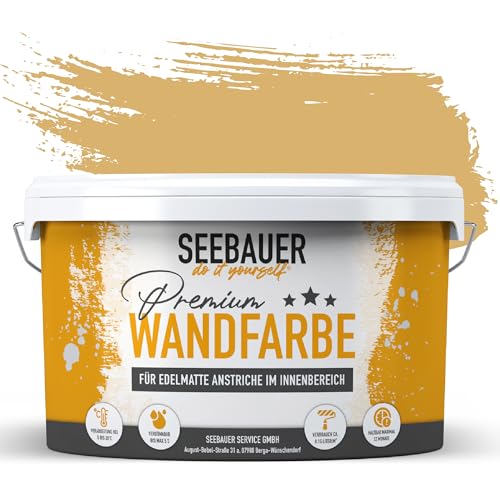 SEEBAUER diy Wandfarbe Beige 2,5L für Innen (No. 400 Banana Split) Edelmatte cremebeige Innenfarbe - Beigetöne sehr hohe Deckkraft - Matt, Abwaschbar und Tropffrei von SEEBAUER diy
