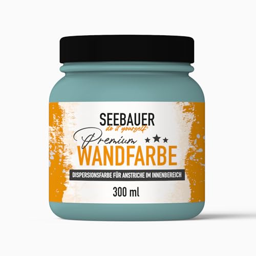 SEEBAUER diy® Wandfarbe Türkis für Innen (No. 779 Tourqoise Dream 300 ml) Edelmatte Grüntöne hohe Deckkraft von SEEBAUER diy