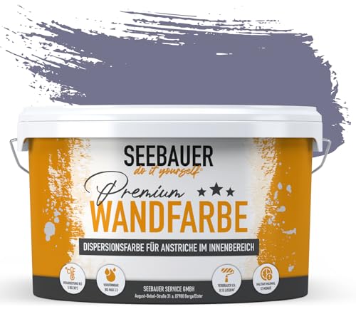 SEEBAUER diy® Wandfarbe Violett für Innen (No. 912 Cosmic Dust 2,5 Liter) Edelmatte Violetttöne hohe Deckkraft von SEEBAUER diy