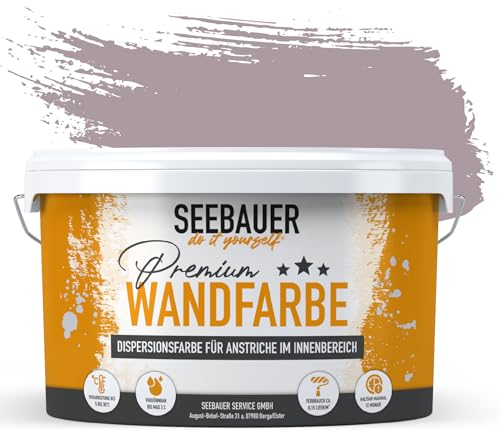 SEEBAUER diy® Wandfarbe Violett für Innen (No. 930 Purple Blossom 2,5 Liter) Edelmatte Violetttöne hohe Deckkraft von SEEBAUER diy