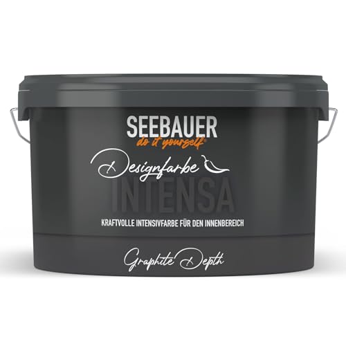 SEEBAUER diy Intensivfarbe INTENSA Grau 2,5L (Graphite Depth) Edelmatte Wandfarbe Dunkelgrau - Innenfarbe sehr hohe Deckkraft - Matt, Abwaschbar und Tropffrei von SEEBAUER diy