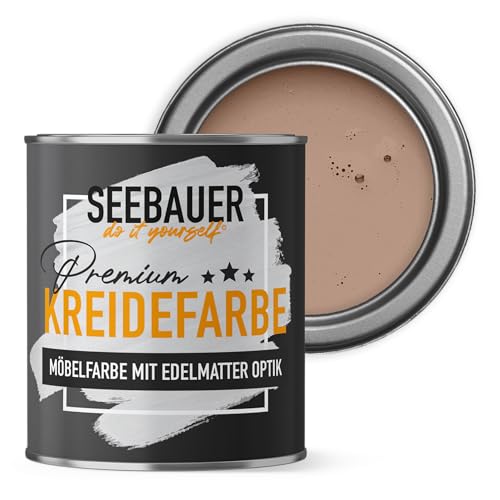 SEEBAUER diy Kreidefarbe für Möbel Braun 375ml für Innen (No. 609 Hazel Eyes) Möbelfarbe ohne Schleifen - Holzfarbe extra matt - Holzlack, Möbellack hohe Deckkraft von SEEBAUER diy