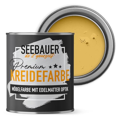 SEEBAUER diy Kreidefarbe für Möbel Gelb 375ml für Innen (No. 445 Maple Leaf) Möbelfarbe ohne Schleifen - Holzfarbe extra matt - Holzlack, Möbellack hohe Deckkraft von SEEBAUER diy