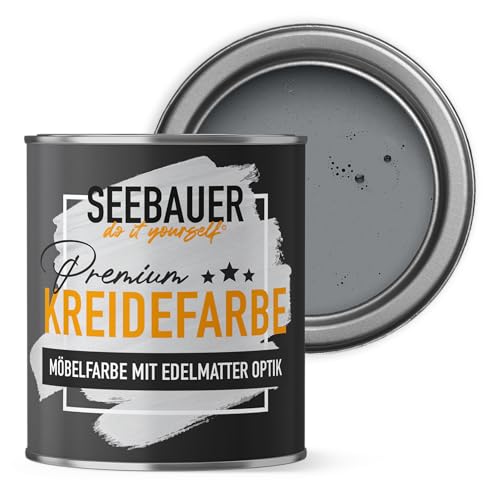 SEEBAUER diy Kreidefarbe für Möbel Grau 375ml für Innen (No. 238 Graphite Grey) Möbelfarbe ohne Schleifen - Holzfarbe extra matt - Holzlack, Möbellack hohe Deckkraft von SEEBAUER diy