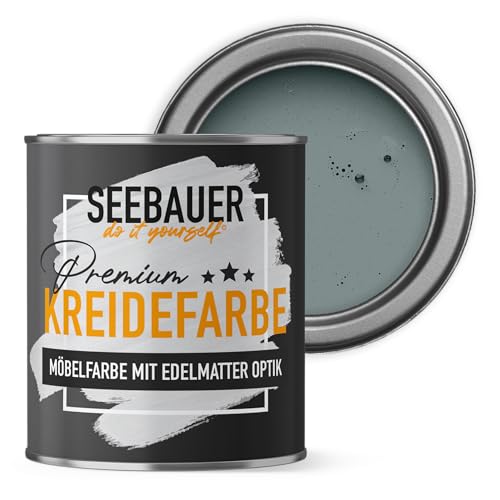 SEEBAUER diy Kreidefarbe für Möbel Grau 750ml für Innen (No. 212 Mountain Slate) Möbelfarbe ohne Schleifen - Holzfarbe extra matt - Holzlack, Möbellack hohe Deckkraft von SEEBAUER diy