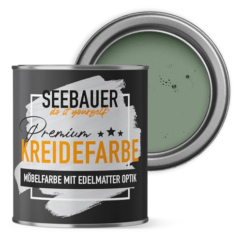 SEEBAUER diy Kreidefarbe für Möbel Grün 375ml für Innen (No. 762 Nordic Wood) Möbelfarbe ohne Schleifen - Holzfarbe extra matt - Holzlack, Möbellack hohe Deckkraft von SEEBAUER diy