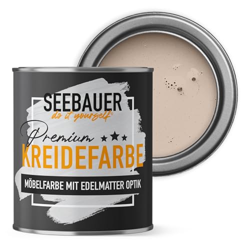 SEEBAUER diy Kreidefarbe für Möbel Hellbraun 375ml für Innen (No. 611 Hazel Eyes) Möbelfarbe ohne Schleifen - Holzfarbe extra matt - Holzlack, Möbellack hohe Deckkraft von SEEBAUER diy
