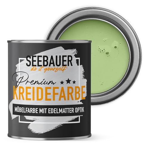 SEEBAUER diy Kreidefarbe für Möbel Hellgrün 375ml für Innen (No. 735 Spring Feeling) Möbelfarbe ohne Schleifen - Holzfarbe extra matt - Holzlack, Möbellack hohe Deckkraft von SEEBAUER diy