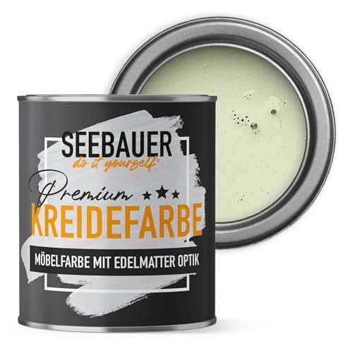 SEEBAUER diy Kreidefarbe für Möbel Hellgrün 750ml für Innen (No. 716 Mystic Bamboo) Möbelfarbe ohne Schleifen - Holzfarbe extra matt - Holzlack, Möbellack hohe Deckkraft von SEEBAUER diy