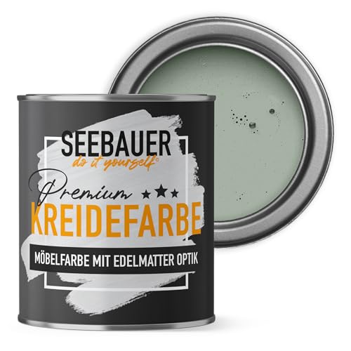 SEEBAUER diy Kreidefarbe für Möbel Hellgrün 750ml für Innen (No. 764 Nordic Wood) Möbelfarbe ohne Schleifen - Holzfarbe extra matt - Holzlack, Möbellack hohe Deckkraft von SEEBAUER diy