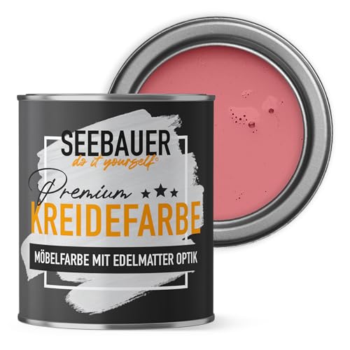 SEEBAUER diy Kreidefarbe für Möbel Hellrot 375ml für Innen (No. 341 Red Wine) Möbelfarbe ohne Schleifen - Holzfarbe extra matt - Holzlack, Möbellack hohe Deckkraft von SEEBAUER diy