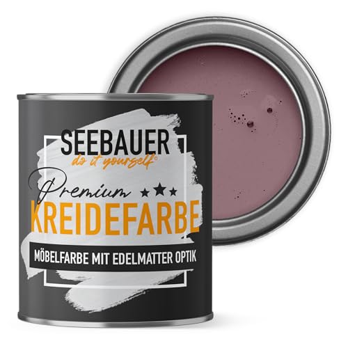 SEEBAUER diy Kreidefarbe für Möbel Lila 750ml für Innen (No. 955 Plum Cake) Möbelfarbe ohne Schleifen - Holzfarbe extra matt - Holzlack, Möbellack hohe Deckkraft von SEEBAUER diy