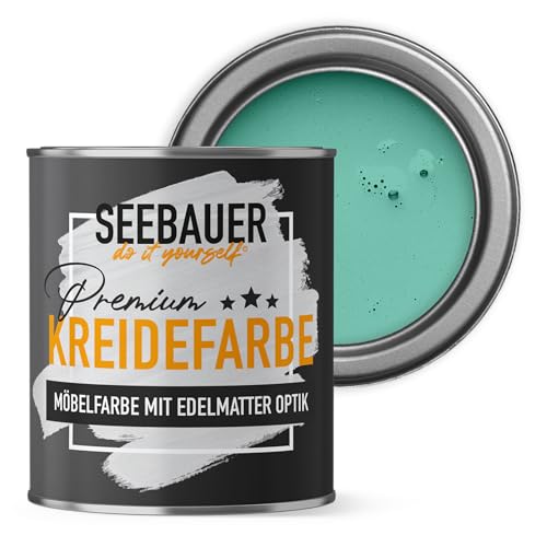 SEEBAUER diy Kreidefarbe für Möbel Türkis 375ml für Innen (No. 773 Indian Sea) Möbelfarbe ohne Schleifen - Holzfarbe extra matt - Holzlack, Möbellack hohe Deckkraft von SEEBAUER diy