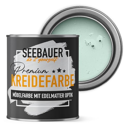SEEBAUER diy Kreidefarbe für Möbel Türkis 375ml für Innen (No. 777 Indian Sea) Möbelfarbe ohne Schleifen - Holzfarbe extra matt - Holzlack, Möbellack hohe Deckkraft von SEEBAUER diy