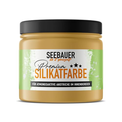 SEEBAUER diy Silikatfarbe Beige 300ml für Innen (No. 400 Banana Splitt) Atmungsaktive Mineralfarbe für Allergiker - Abwaschbare Wandfarbe - Beigetöne hohe Deckkraft von SEEBAUER diy