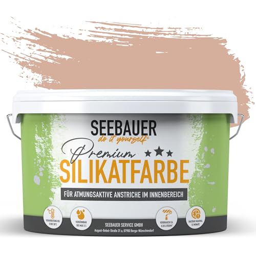 SEEBAUER diy Silikatfarbe Hellbraun 5L für Innen (No. 605 Chestnut Tree) Atmungsaktive Mineralfarbe für Allergiker - Abwaschbare Wandfarbe - Brauntöne hohe Deckkraft von SEEBAUER diy