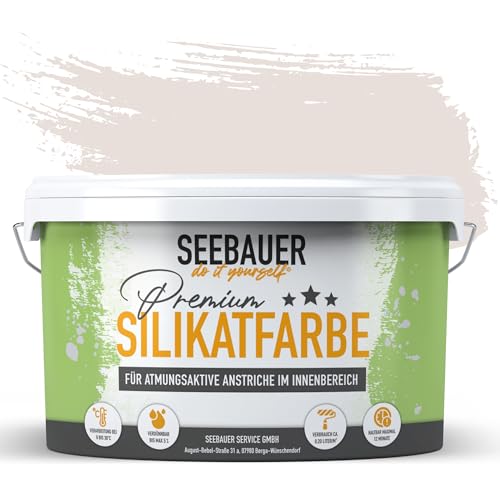 SEEBAUER diy Silikatfarbe Violett 5L für Innen (No. 935 Purple Blossom) Atmungsaktive Mineralfarbe für Allergiker - Abwaschbare Wandfarbe - Violetttöne hohe Deckkraft von SEEBAUER diy