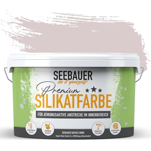 SEEBAUER diy Silikatfarbe Violett 5L für Innen (No. 959 Plum Cake) Atmungsaktive Mineralfarbe für Allergiker - Abwaschbare Wandfarbe - Violetttöne hohe Deckkraft von SEEBAUER diy
