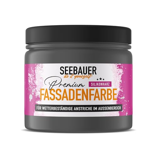 SEEBAUER diy Silikonharz-Fassadenfarbe Grau 300ML für Außen (No. 236 Graphite Grey) Selbstreinigende Fassadenfarbe mit Lotuseffekt - Geeignet für Putz, Mauerwerk und Beton von SEEBAUER diy