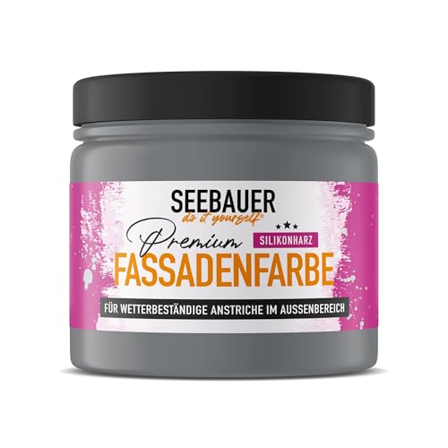 SEEBAUER diy Silikonharz-Fassadenfarbe Grau 300ML für Außen (No. 238 Graphite Grey) Selbstreinigende Fassadenfarbe mit Lotuseffekt - Geeignet für Putz, Mauerwerk und Beton von SEEBAUER diy