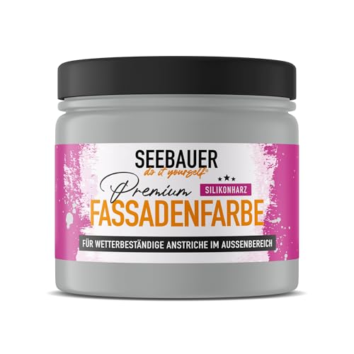 SEEBAUER diy Silikonharz-Fassadenfarbe Grau 300ML für Außen (No. 240 Graphite Grey) Selbstreinigende Fassadenfarbe mit Lotuseffekt - Geeignet für Putz, Mauerwerk und Beton von SEEBAUER diy