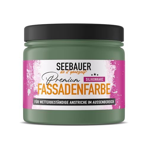 SEEBAUER diy Silikonharz-Fassadenfarbe Grün 300ML für Außen (No. 761 Nordic Wood) Selbstreinigende Fassadenfarbe mit Lotuseffekt - Geeignet für Putz, Mauerwerk und Beton von SEEBAUER diy