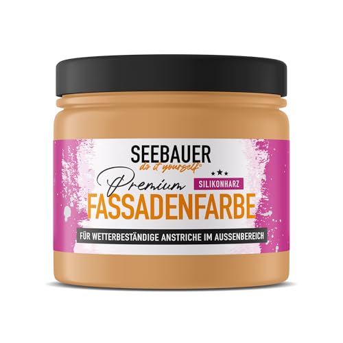 SEEBAUER diy Silikonharz-Fassadenfarbe Orange 300ML für Außen (No. 519 Tangerine Temptation) Selbstreinigende Fassadenfarbe mit Lotuseffekt - Geeignet für Putz, Mauerwerk und Beton von SEEBAUER diy