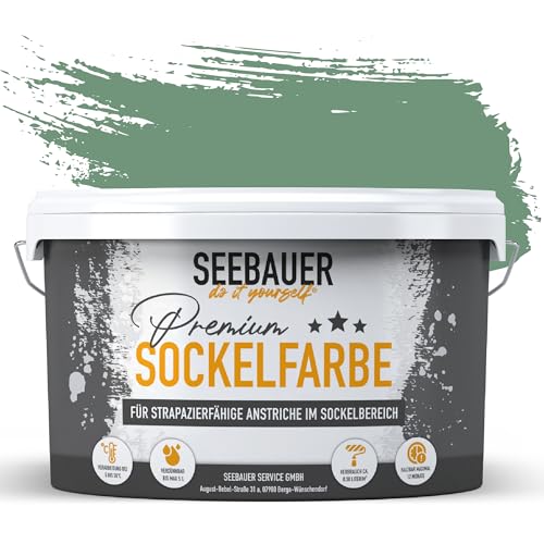 SEEBAUER diy Sockelfarbe Grün 2,5L für Außen (No. 754 Lime Tingle) Rissfüllende Spezialfarbe für Fassade, Sockel und Dach - Geeignet für Putz, Mauerwerk und Beton von SEEBAUER diy