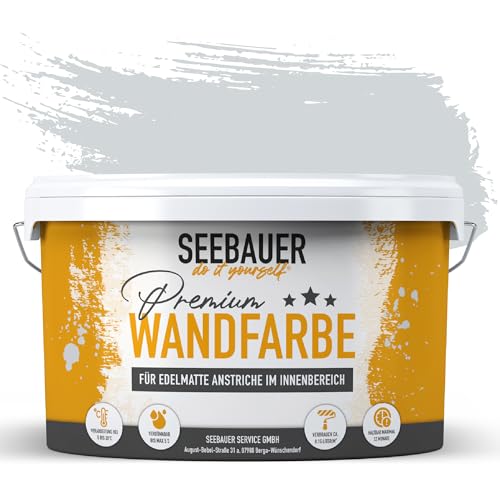 SEEBAUER diy Wandfarbe Blau 2,5L für Innen (No. 847 Pale Heaven) Edelmatte blaue Innenfarbe - Blautöne sehr hohe Deckkraft - Matt, Abwaschbar und Tropffrei von SEEBAUER diy
