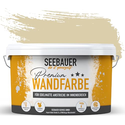 SEEBAUER diy Wandfarbe Braun 10L für Innen (No. 659 Olive Oil) Edelmatte olivgrüne Innenfarbe - Brauntöne sehr hohe Deckkraft - Matt, Abwaschbar und Tropffrei von SEEBAUER diy