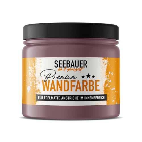 SEEBAUER diy Wandfarbe Lila 300ML für Innen (No. 955 Plum Cake) Edelmatte Innenfarbe Brombeere - Violetttöne sehr hohe Deckkraft - Matt, Abwaschbar und Tropffrei von SEEBAUER diy