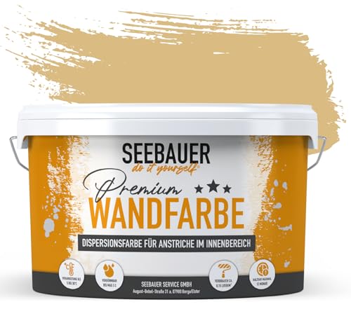 SEEBAUER diy® Wandfarbe Beige für Innen (No. 412 Honey Bee 2,5 Liter) Edelmatte Gelbtöne hohe Deckkraft von SEEBAUER diy