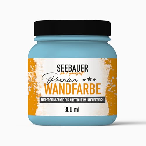 SEEBAUER diy® Wandfarbe Blau für Innen (No. 819 Arctic Blue 300 ml) Edelmatte Blautöne hohe Deckkraft von SEEBAUER diy