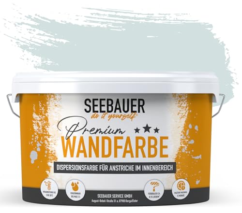 SEEBAUER diy® Wandfarbe Blau für Innen (No. 817 Blue Ridge 2,5 Liter) Edelmatte Blautöne hohe Deckkraft von SEEBAUER diy