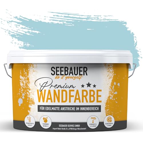 SEEBAUER diy® Wandfarbe Blau für Innen (No. 823 Arctic Blue 2,5 Liter) Edelmatte Blautöne hohe Deckkraft von SEEBAUER diy