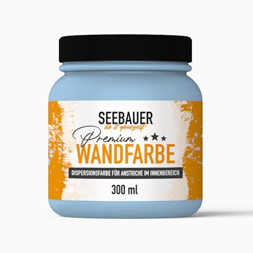 SEEBAUER diy® Wandfarbe Blau für Innen (No. 811 Cloudless Sky 300 ml) Edelmatte Blautöne hohe Deckkraft von SEEBAUER diy