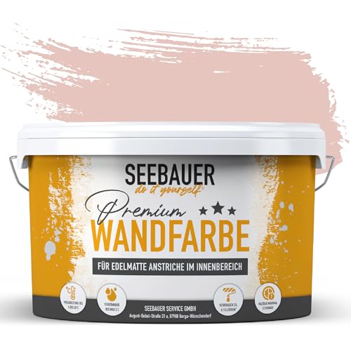 SEEBAUER diy Wandfarbe Rot 2,5L für Innen (No. 329 Cherry Kiss) Edelmatte hellrote Innenfarbe - Rottöne sehr hohe Deckkraft - Matt, Abwaschbar und Tropffrei von SEEBAUER diy