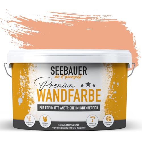 SEEBAUER diy® Wandfarbe Orange für Innen (No. 505 Bali Sunset 2,5 Liter) Edelmatte Orangetöne hohe Deckkraft von SEEBAUER diy