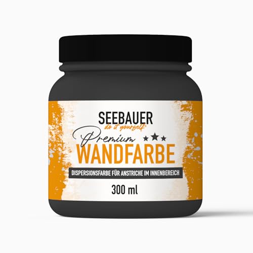 SEEBAUER diy® Wandfarbe Schwarz für Innen (No. 100 Black Pearl 300 ml) Edelmatte Schwarztöne hohe Deckkraft von SEEBAUER diy