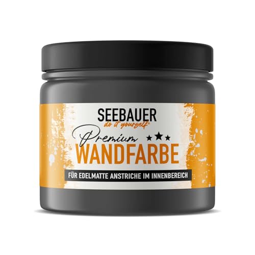 SEEBAUER diy® Wandfarbe Schwarz für Innen (No. 104 Black Pearl 300 ml) Edelmatte Schwarztöne hohe Deckkraft von SEEBAUER diy