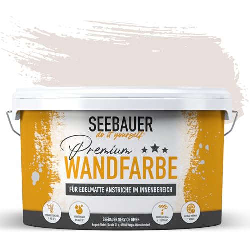 SEEBAUER diy Wandfarbe Lila 5L für Innen (No. 935 Purple Blossom) Edelmatte lila Innenfarbe - Violetttöne sehr hohe Deckkraft - Matt, Abwaschbar und Tropffrei von SEEBAUER diy