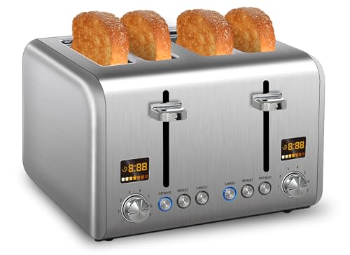 SEEDEEM 4 Slice Toaster, Stainless Steel Bread Toaster with Colorful LCD Display, 1.5'' Wide Slots Toaster with Bagel/Defrost/Reheat Functions SEEDEEM 4 Slice Toaster, Stainless Steel Bread Toaster with Colorful LCD Display, 1.5'' Wide Slots Toaster with Bagel/Defrost/Reheat Functions von SEEDEEM
