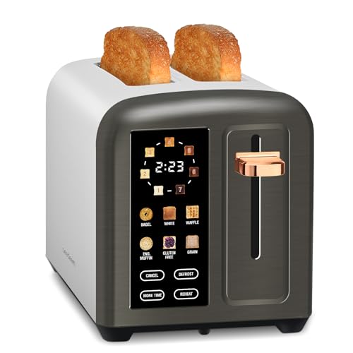 SEEDEEM Toaster 2 Slice, Stainless Toaster LCD Display&Touch Buttons, 50% Faster Heating Speed, 6 Bread Selection, 7 Shade Setting, 1.5''Wide Slot,Dark Chocolate von SEEDEEM