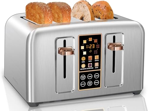 SEEDEEM Toaster 4 Slice, Stainless Toaster LCD Display&Touch Button, 50% Faster Heating Speed, 1.5'' Wide Slots Toaster, 4 Basic+More Timer Functions,Silver Metallic SEEDEEM Toaster 4 Slice, Stainless Toaster LCD Display&Touch Button, 50% Faster Heating Speed, 1.5'' Wide Slots Toaster, 4 Basic+More Timer Functions,Silver Metallic von SEEDEEM