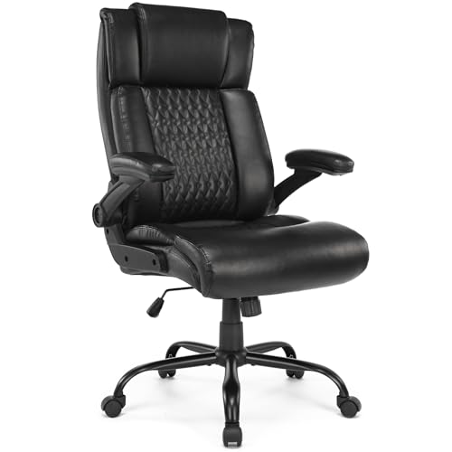 SEEDWAVE Chefsessel mit breiter Sitzfläche und Rückenlehne, PU-Leder Ergonomischer Bürostuhl 150 kg, Schreibtischsessel für Büro Homoffice von SEEDWAVE