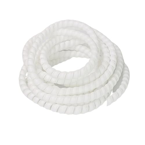 Spiralkabel-Management-Hülsensystem, 5 Meter Kunststoff-Rohrschutzhülse, verschleißfeste Spiralröhre for USB-Netzkabel, Audio-Video-Kabel(White,8mm inside diameter) von SEEHA